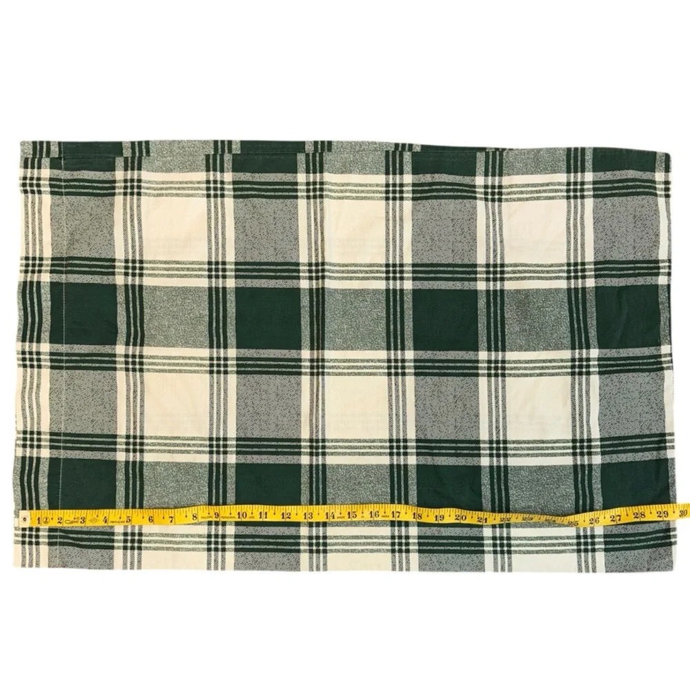 Pair of Green and White Plaid Pillowcases